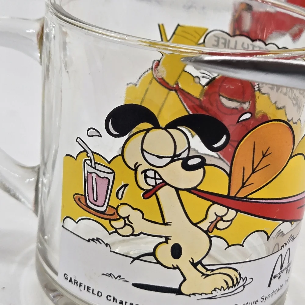 Vtg 1978‎ McDonald's Garfield & Odie Glass Mugs Cups Set of 2 Jim Davis UFS